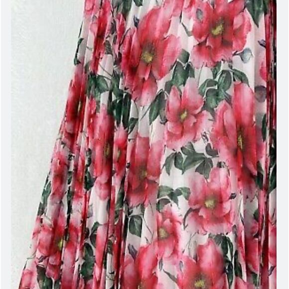 Alice + Olivia Katz Floral Sunburst Pleated Maxi Skirt Size 14 NWT $695 - Picture 6 of 9